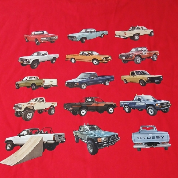 Stussy Men's Vibrant Red Short Sleeve Tee With Truck Graphics - Picture 4 of 4